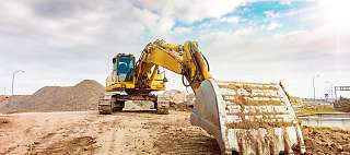 Excavator working on a construction site.