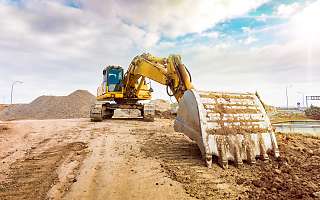 Excavator working on a construction site.