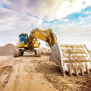 Excavator working on a construction site.