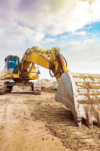Excavator working on a construction site.