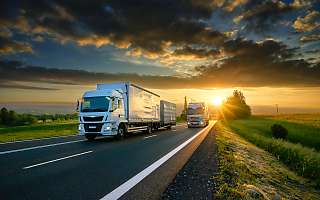 truck sunset view