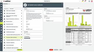 Interfaccia Webfleet che mostra i dati delle flotte aziendali.