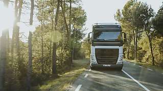 Truck driving efficient on smooth road