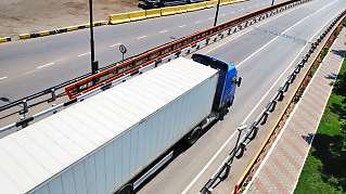 Truck driving on highway