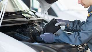 Van undergoing maintenance for optimal performance and safety