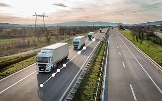 trucks on road with dots