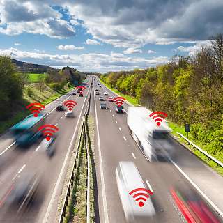 vehicle tracking road with vehicles