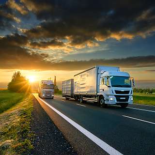 truck sunset view