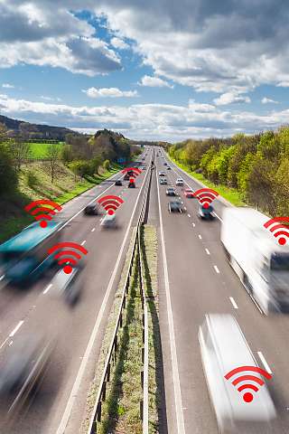 vehicle tracking road with vehicles