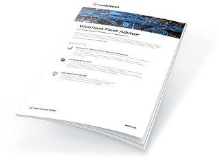 Printed brochure featuring Webfleet Fleet Advisor benefits and product details