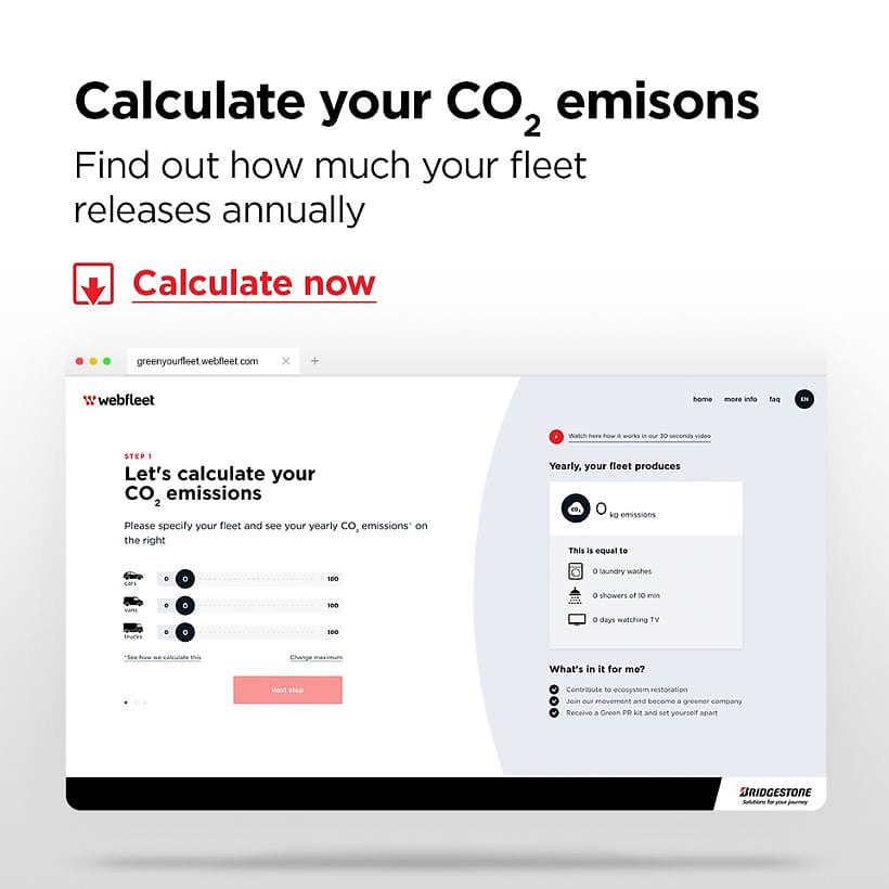 Carbon dioxide emissions calculator for fleet managers thinking about sustainability