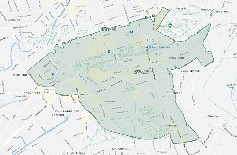 Edinburgh ultra low emission zone Map