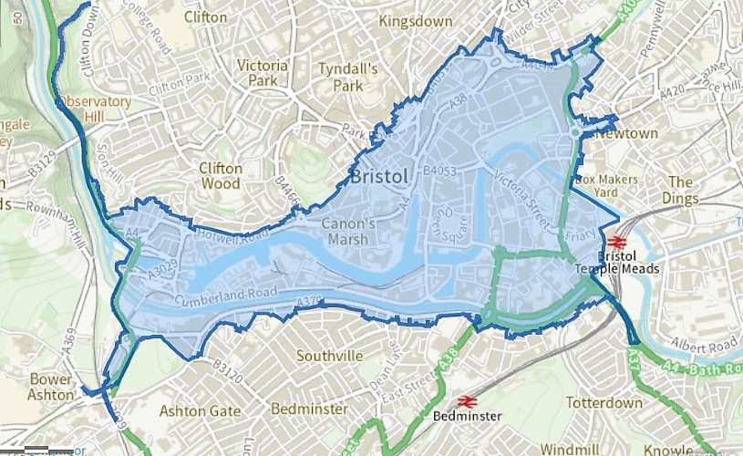 Bristol Clean air zone map
