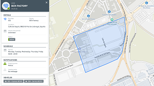 Interfaz de Webfleet que muestra la ubicación exacta de los camiones que integran la flota