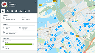 Dashboard overview, map for charging stations ev Webfleet