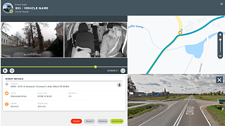 Real-time rijgegevens en dashcam beelden van een vrachtwagen