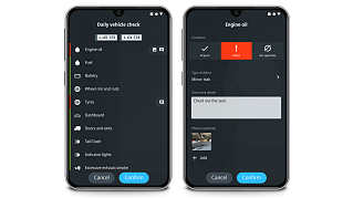 Interfaz de Webfleet Vehicle Check App