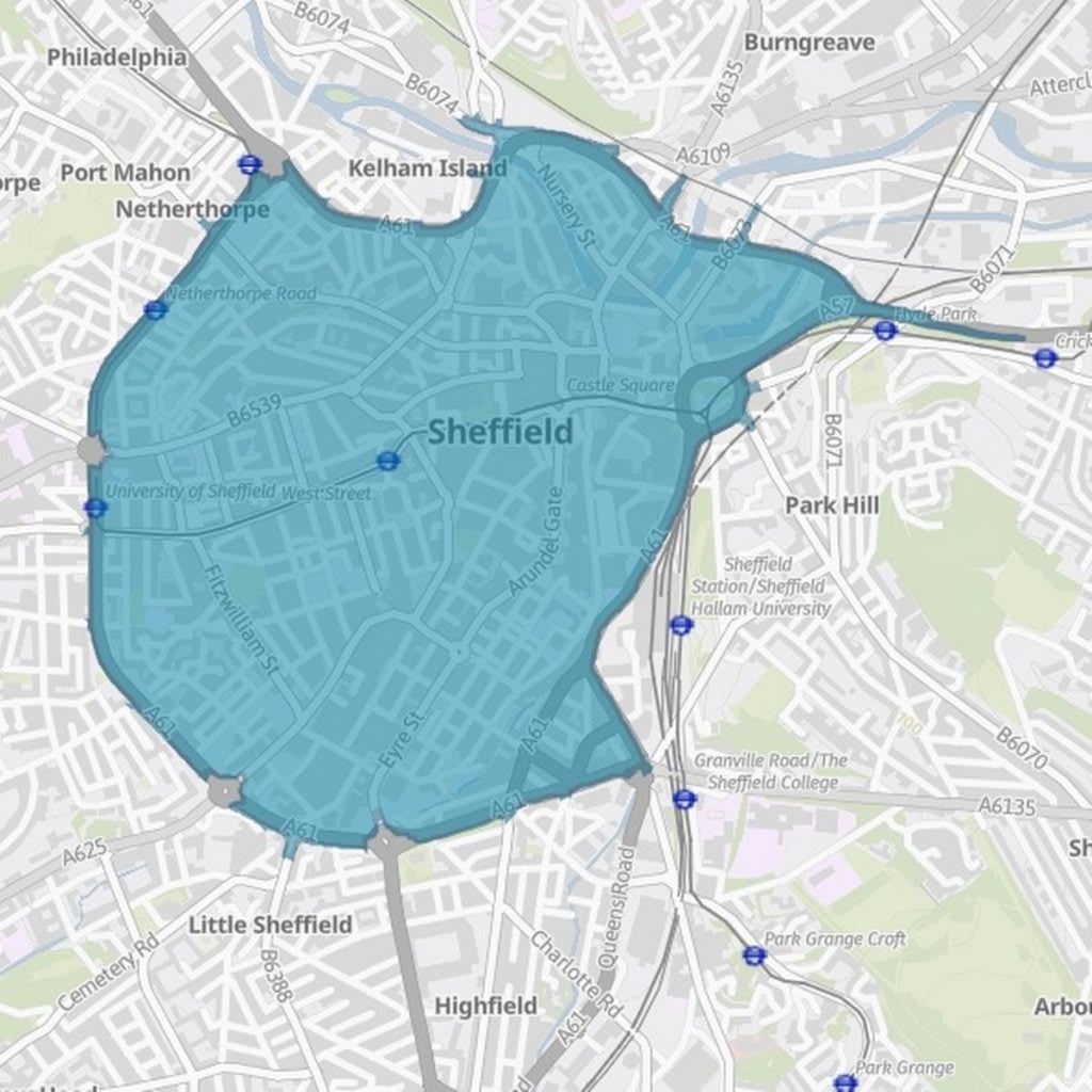 Sheffield Clean Air zone map
