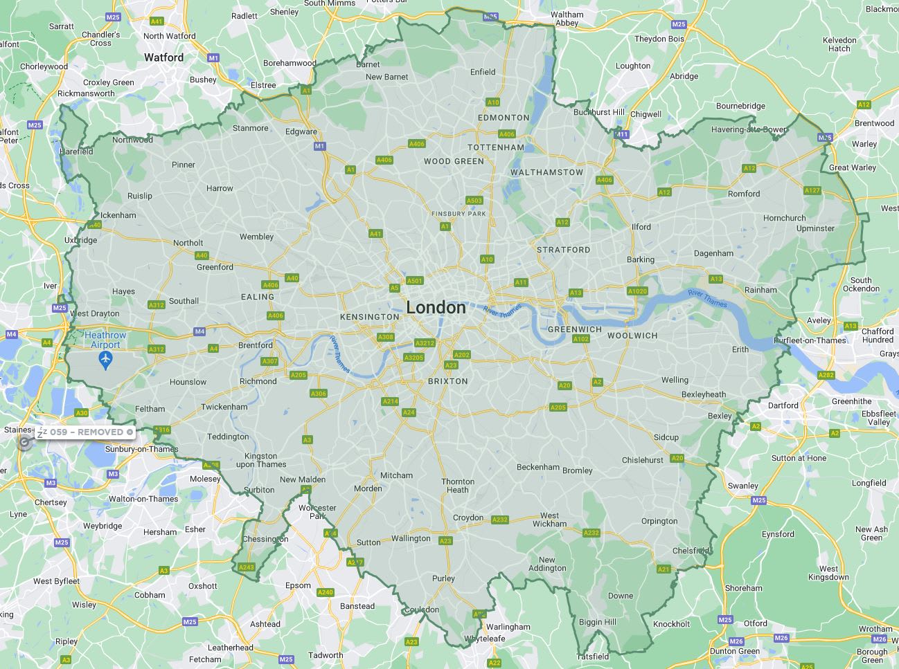 London low emission zone Map