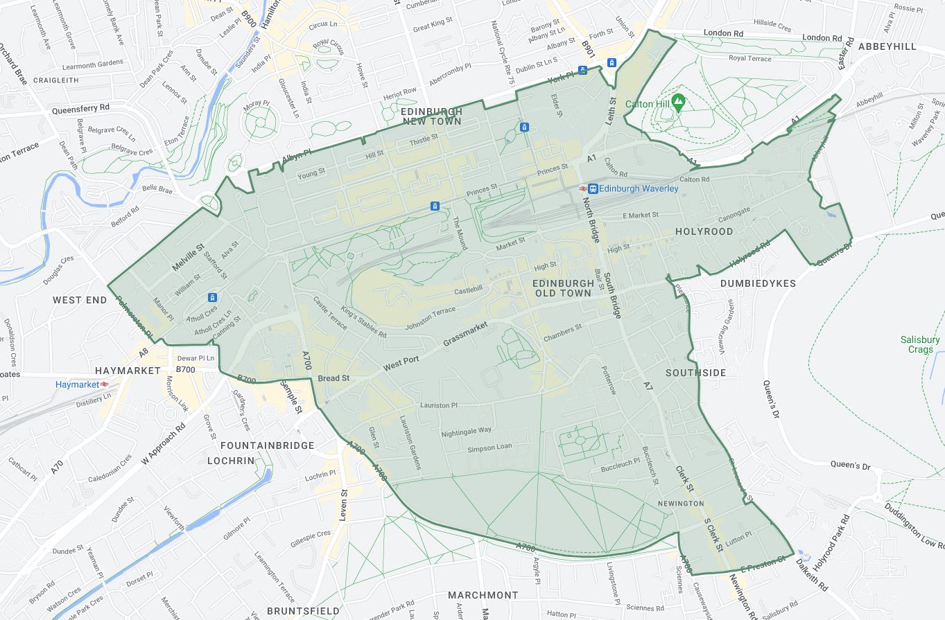 Edinburgh ultra low emission zone Map