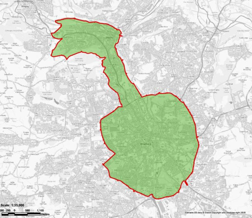 Bradford low emission zone map