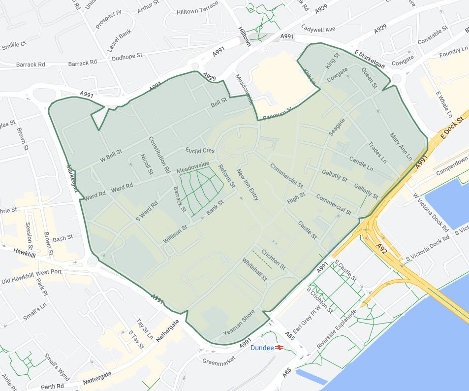 Dundee ultra low emission zone Map
