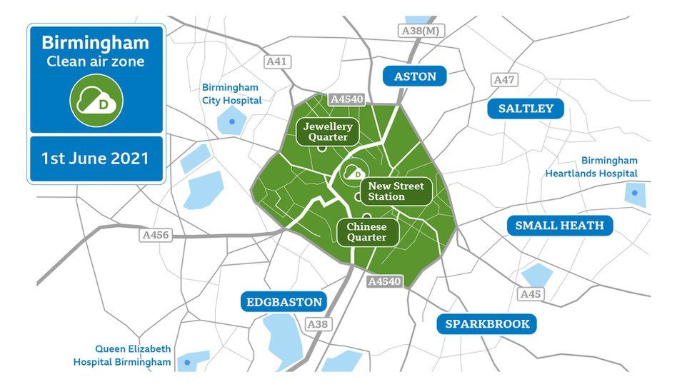 Birmingham low emission zone map